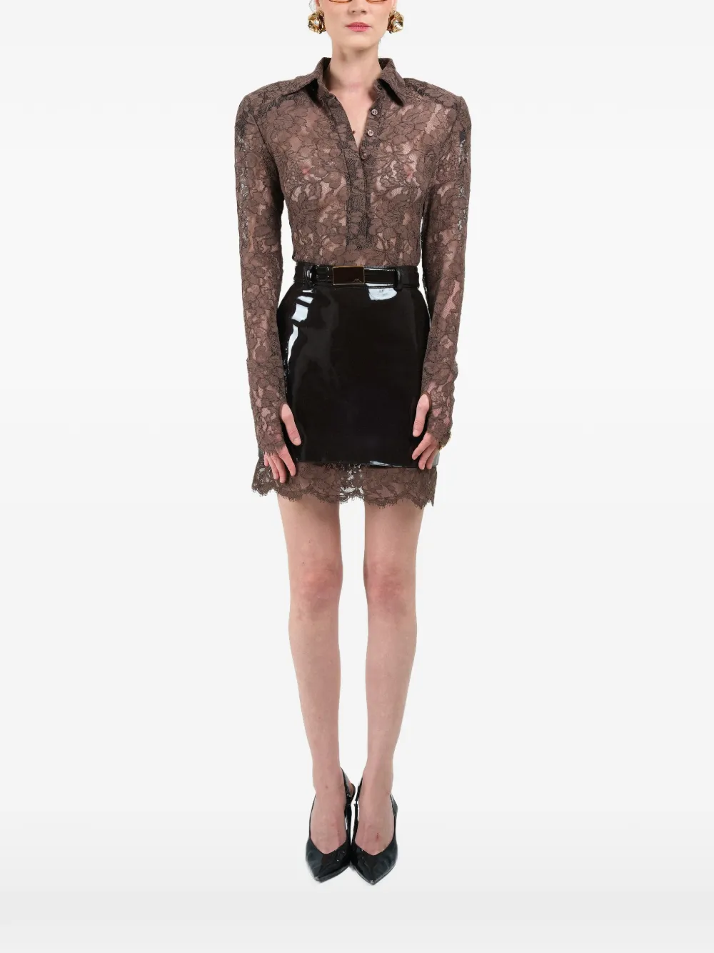 

Топ с длинными рукавами из кружева Rowen Rose, коричневый