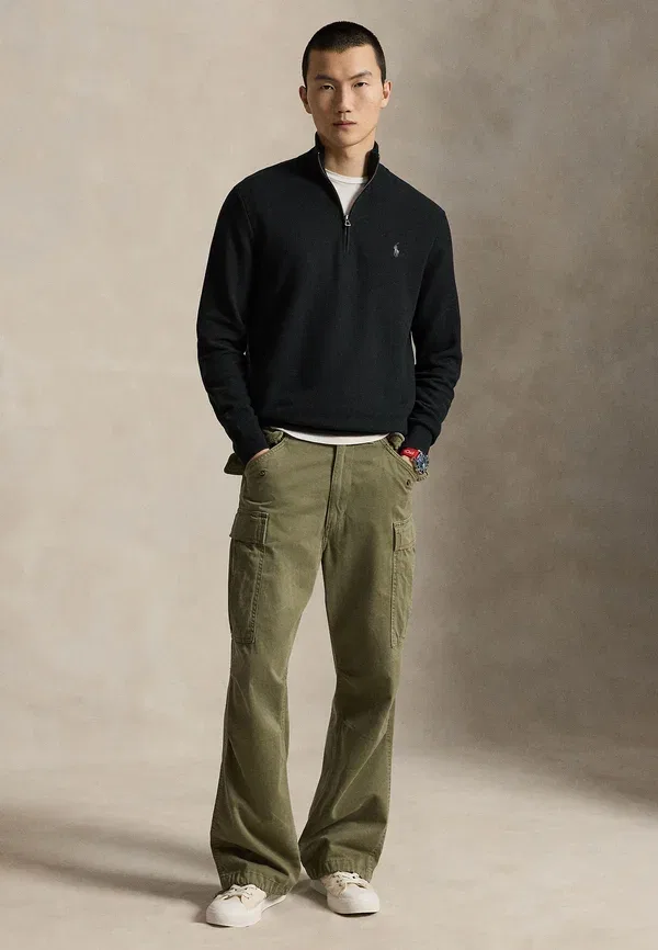 Свитер из хлопкового трикотажа с четвертной молнией Polo Ralph Lauren, черный — фото 2