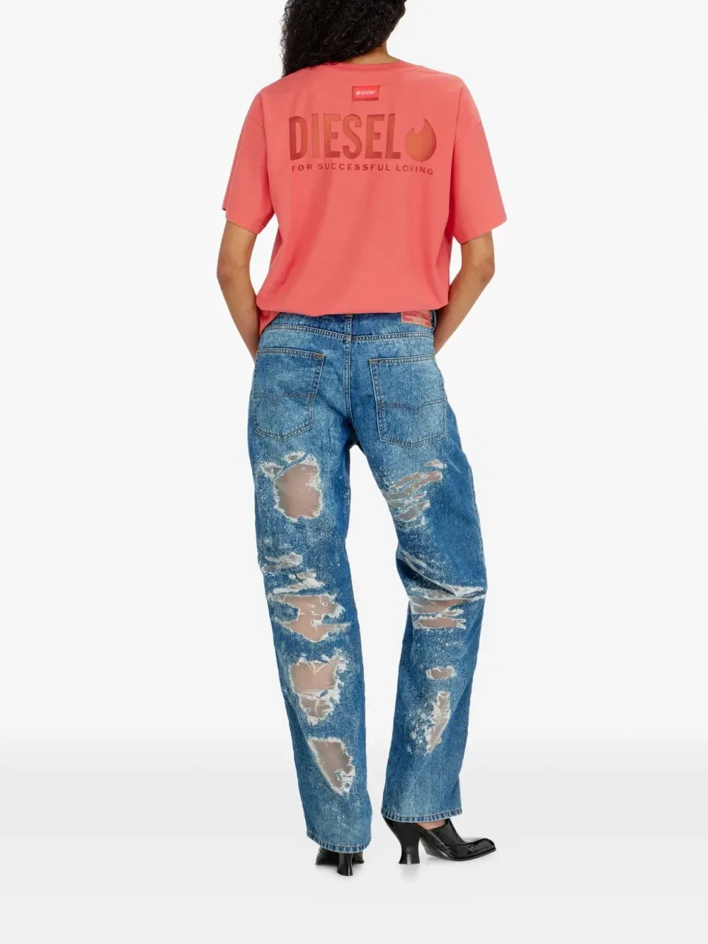 X Tinder футболка с короткими рукавами и логотипом DIESEL, розовый — фото 3