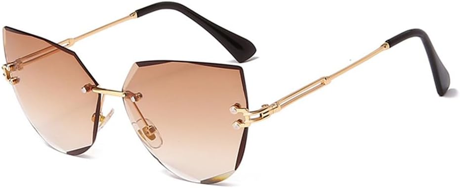 

Женские солнцезащитные очки без оправы "кошачий глаз" с металлическим покрытием, защита от УФ-излучения UV400, формат A5, градиентный чайный оттенок DSVIGF, A5 -Gradient Tea