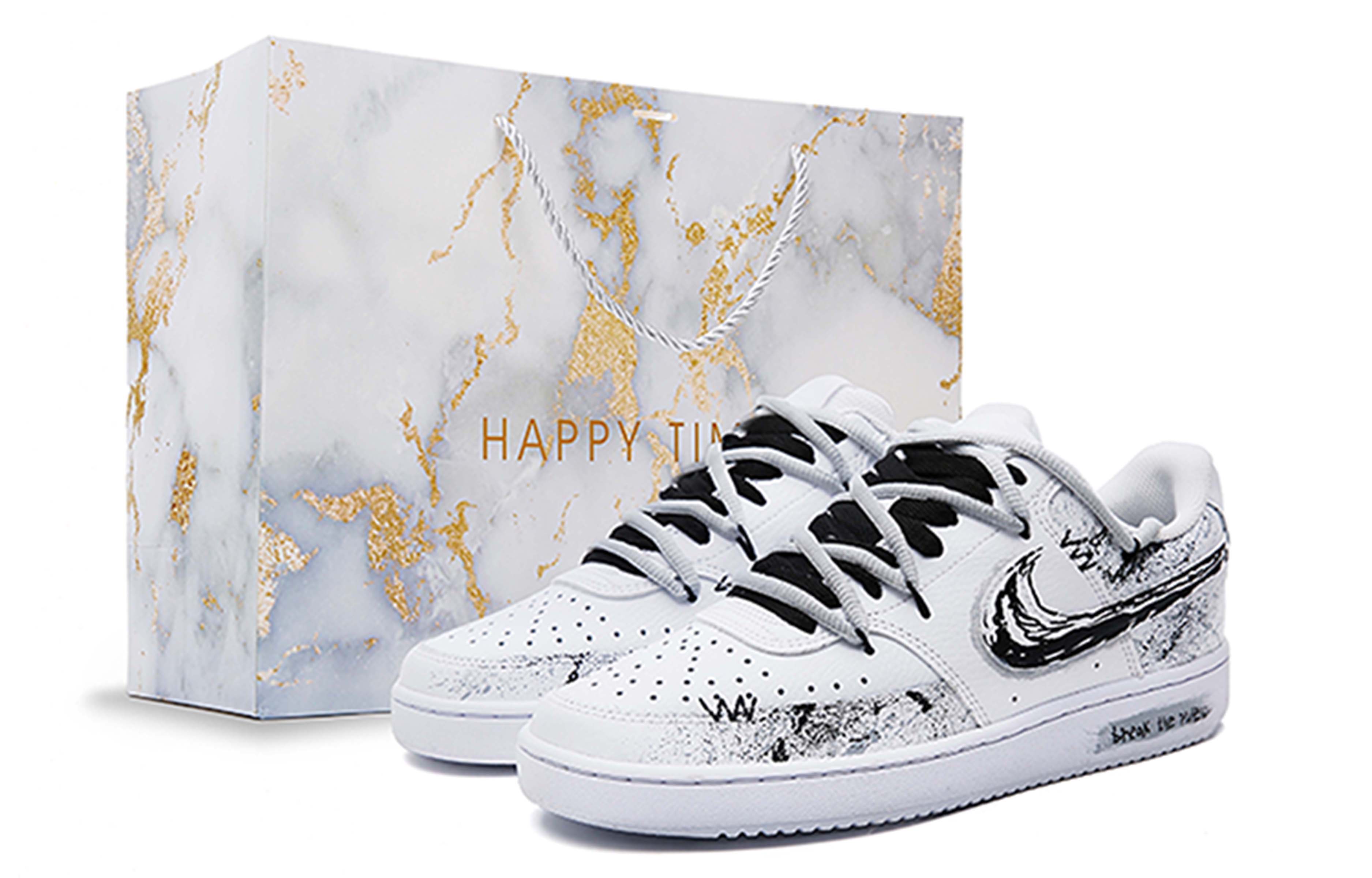 

Nike Кроссовки Court Vision 1 нескользящие низкие для скейтбординга унисекс черно-белые, цвет Black White