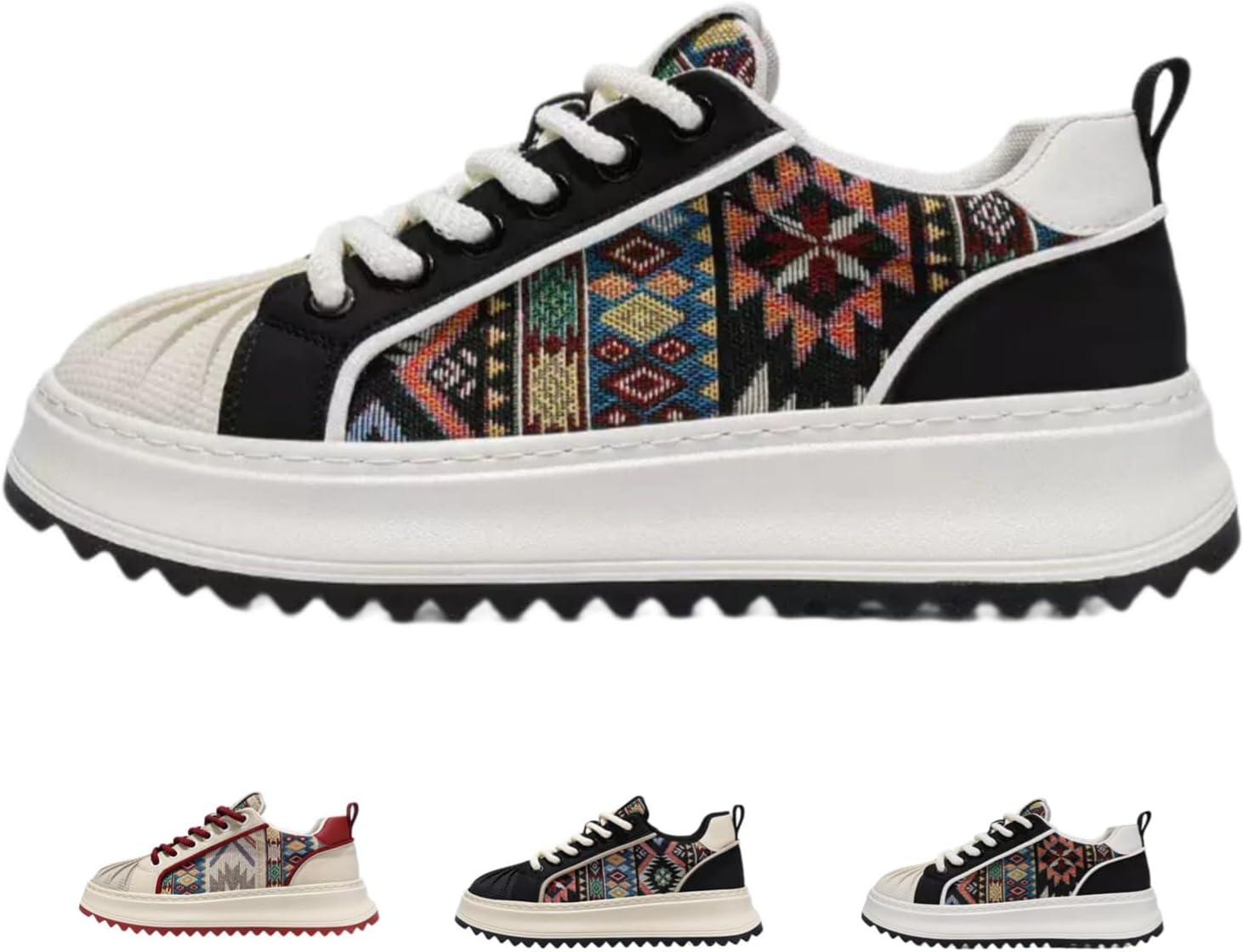 

MACEFIL Fashion 2.16 Мужские массивные кроссовки на высокой платформе Ретро Y2K с цветочным принтом Модные повседневные кроссовки для прогулок уличная обувь, белый/черный