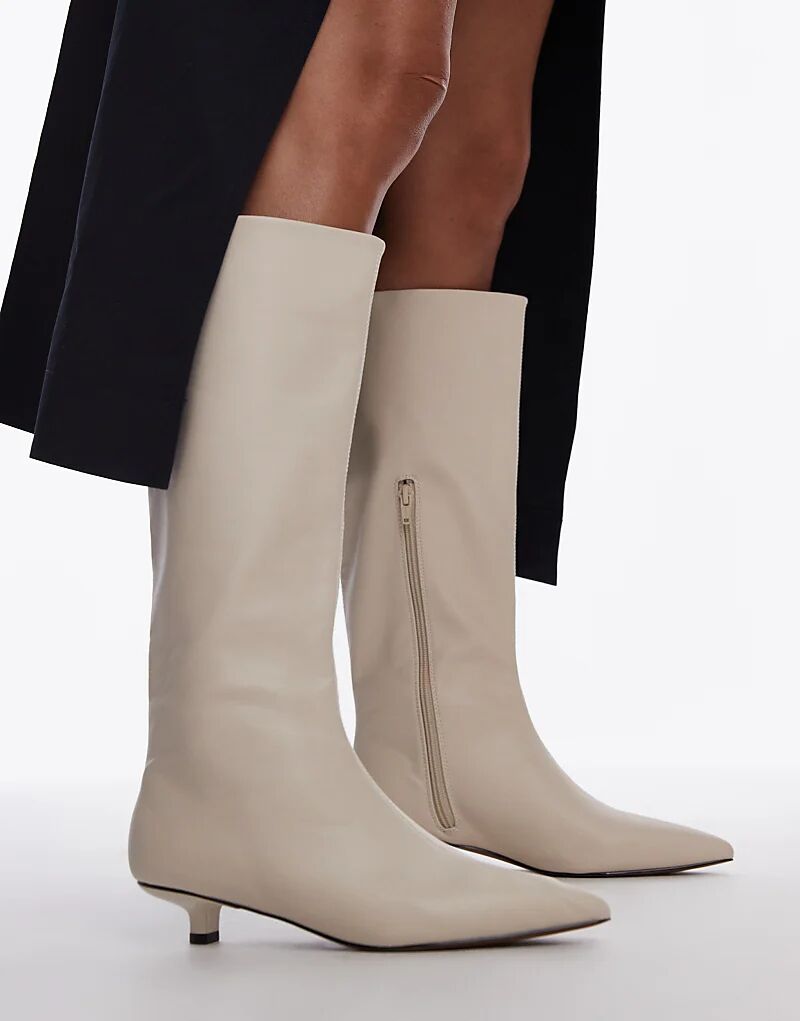 Сапоги Stevie с острым носком и средним каблуком, бежевого цвета Topshop — фото 4