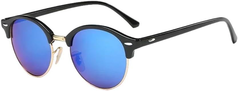 

Винтажные солнцезащитные очки 2027 года для женщин и мужчин, ретро-очки с заклепками, круглые зеркальные очки для вождения, женские и мужские, с защитой от УФ-излучения UV400 MTZJH, Blue