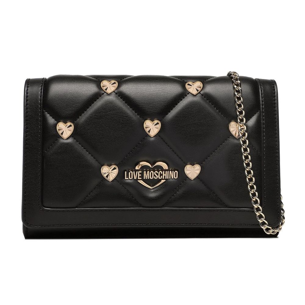 

Шикарная сумка через плечо из искусственной кожи золотистого оттенка LOVE MOSCHINO, черный