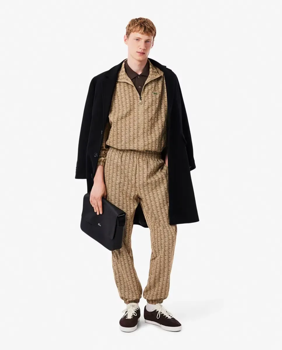 Мужская спортивная куртка с монограммой Lacoste, бежевый — фото 4