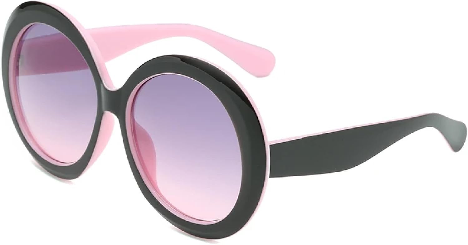 

Винтажные большие круглые солнцезащитные очки для женщин, коричневый градиент, увеличенного размера, модные, роскошные, с зеркальным покрытием и прозрачными линзами TVTBBVV, Black Pink