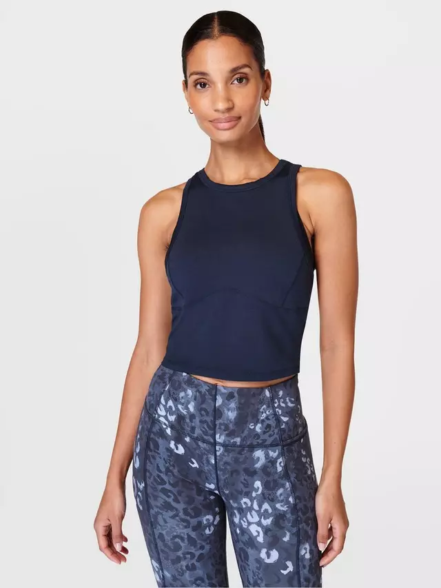 

Топ Sweaty Betty All Day Racerback Crop Tank, темно-синий