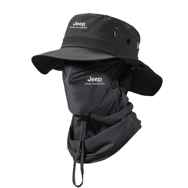 

Jeep Унисекс шапка от солнца из полиэстера, Black Two-Piece Set 2 (Hats & Caps+Mask)