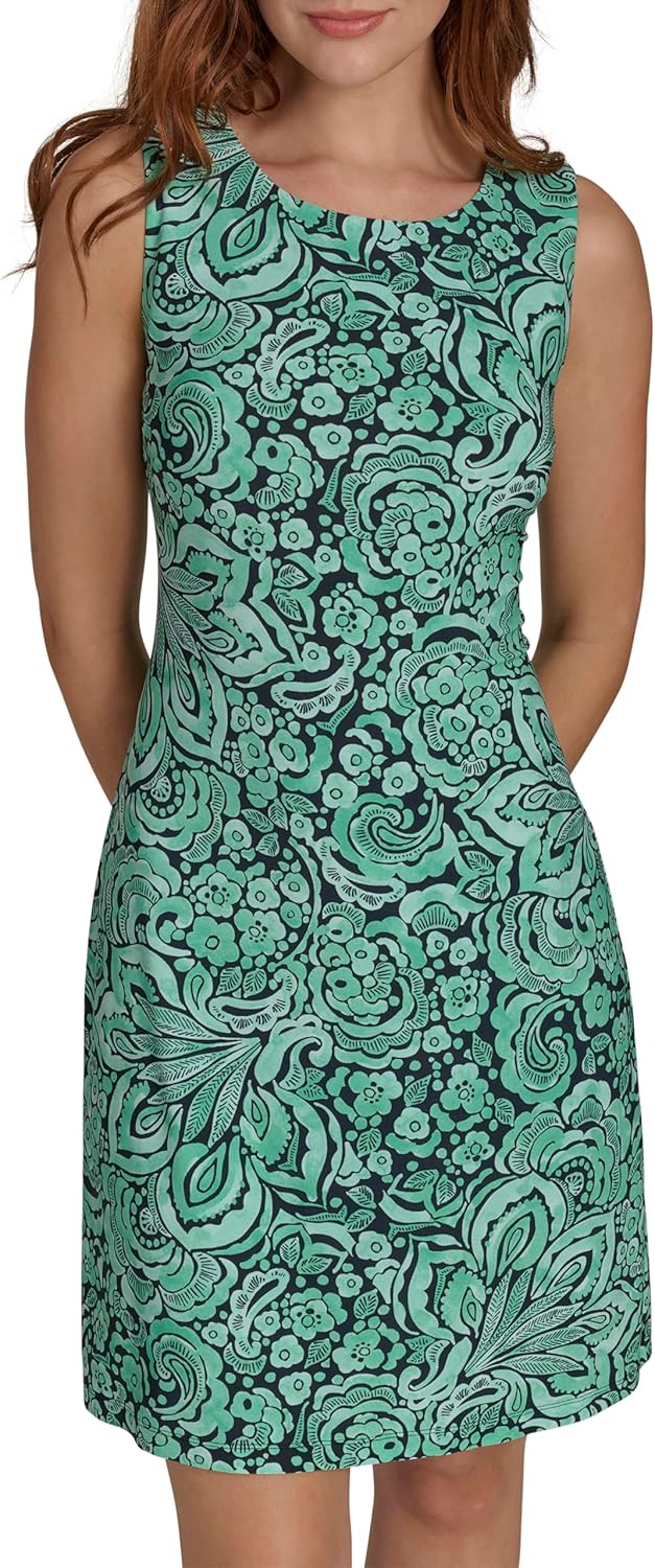 

Женское платье-трапеция Tommy Hilfiger из шифона с рукавами, Parakeet Multi