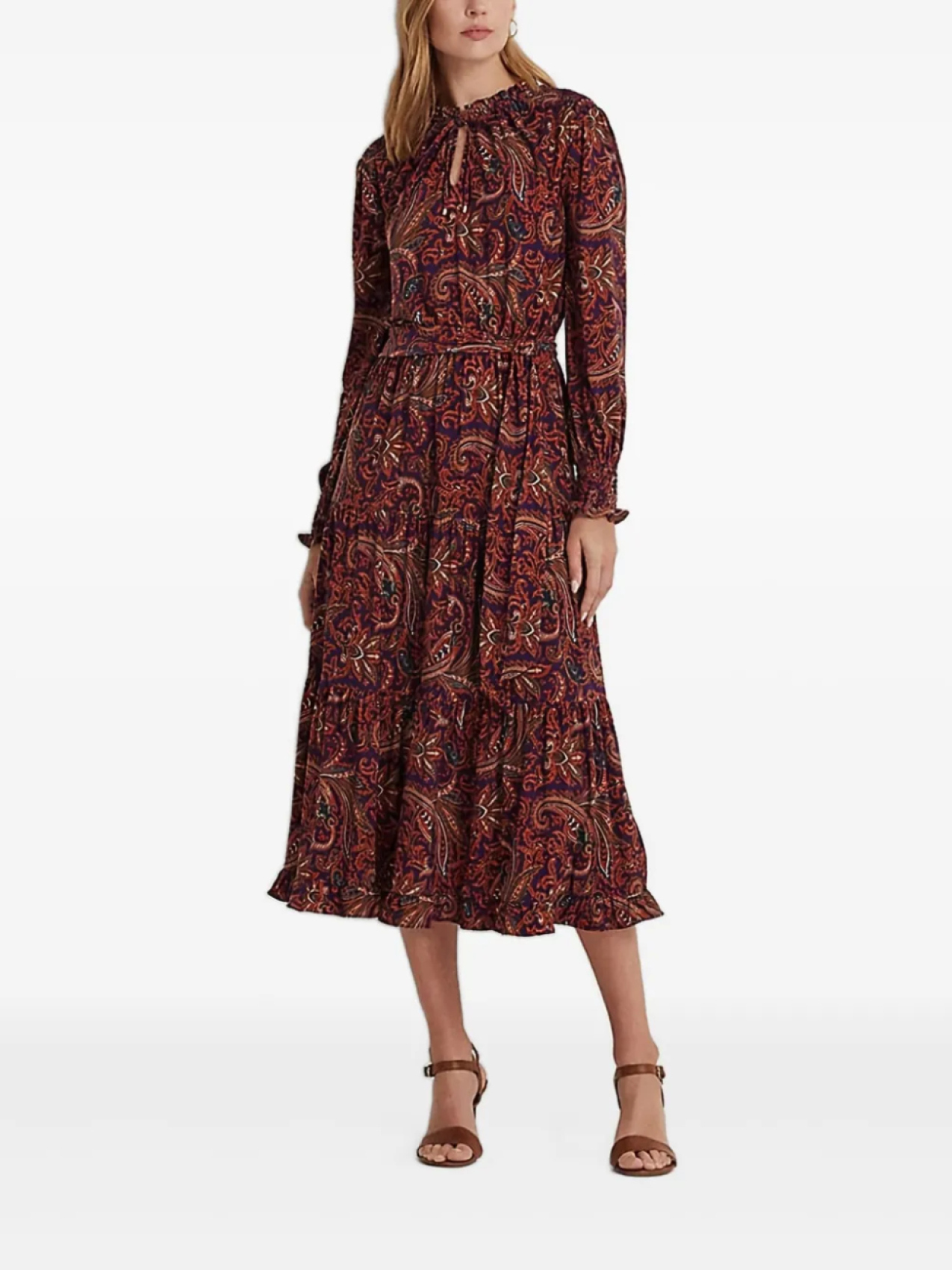 

Lauren Ralph Lauren платье миди с принтом пейсли, красный