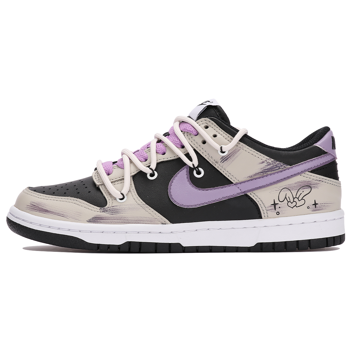 

Кроссовки Nike Dunk Skateboarding Shoes Women's Low-top Beige/black, бежевый/черный