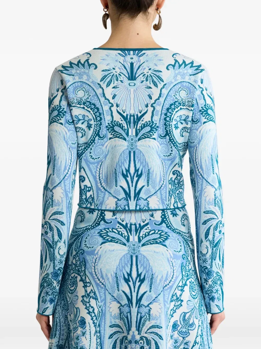 Укороченный жаккардовый кардиган ETRO, синий — фото 3