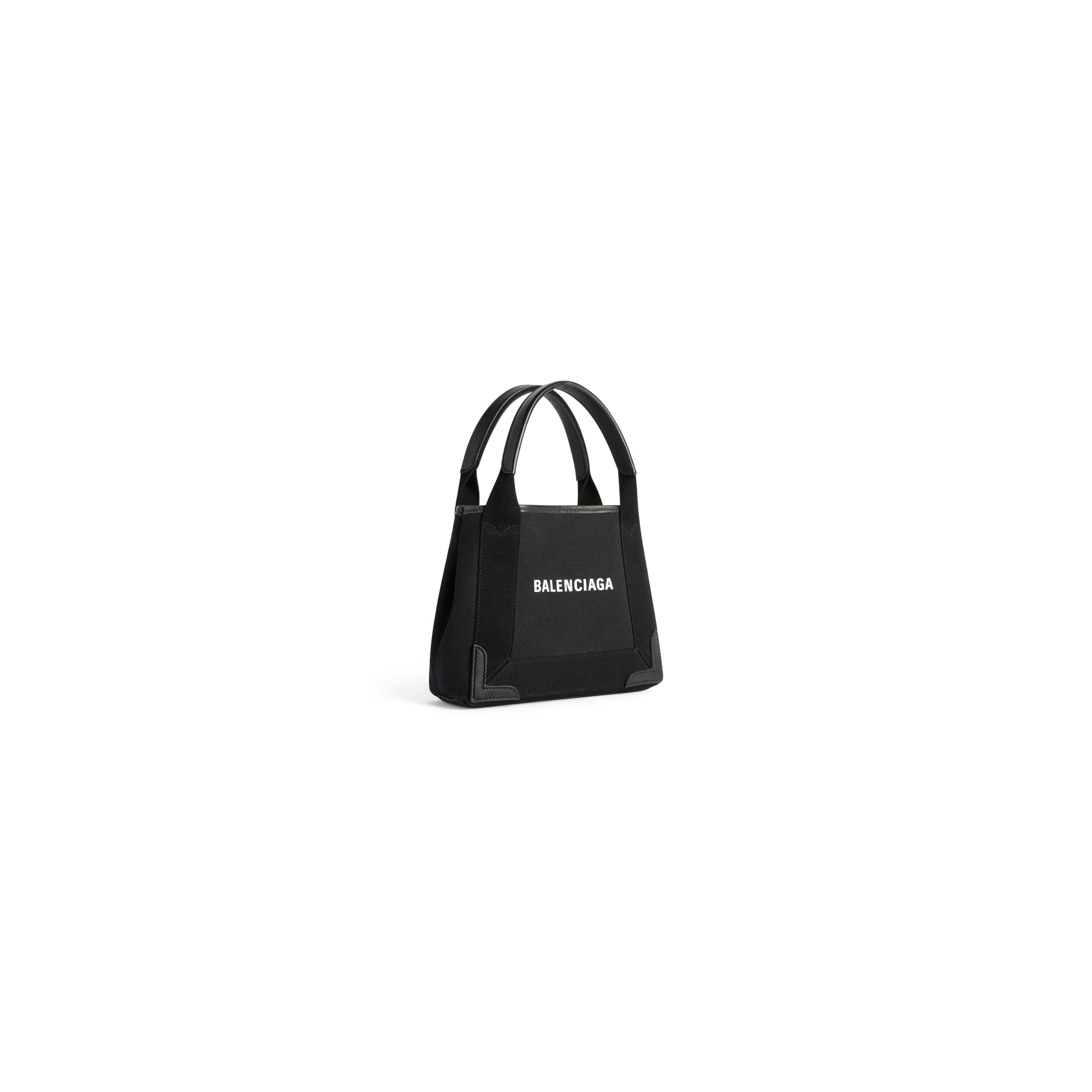 Темно-синяя сумка XS Cabas из черного хлопкового полотна и телячьей кожи BALENCIAGA, черный — фото 2