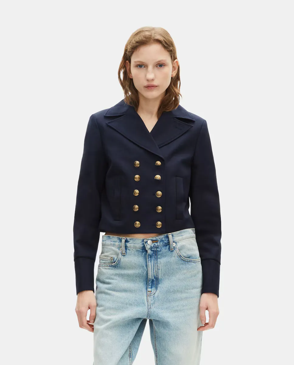 

Женский двубортный пиджак из смесовой шерсти The Kooples, синий