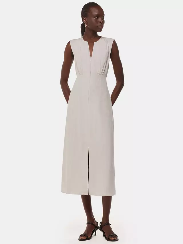 

Платье Whistles Abbie Zip Front Sleeveless Midi, цвет off/white