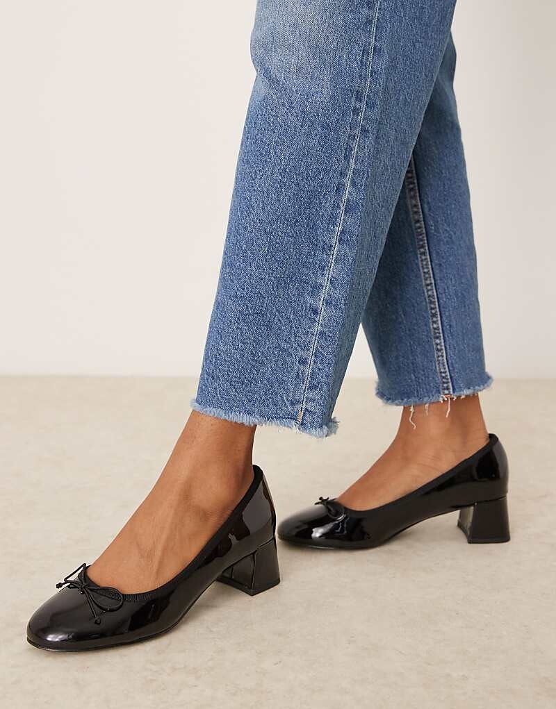 

ASOS DESIGN - Shelley - Черные туфли на среднем каблуке с бантом