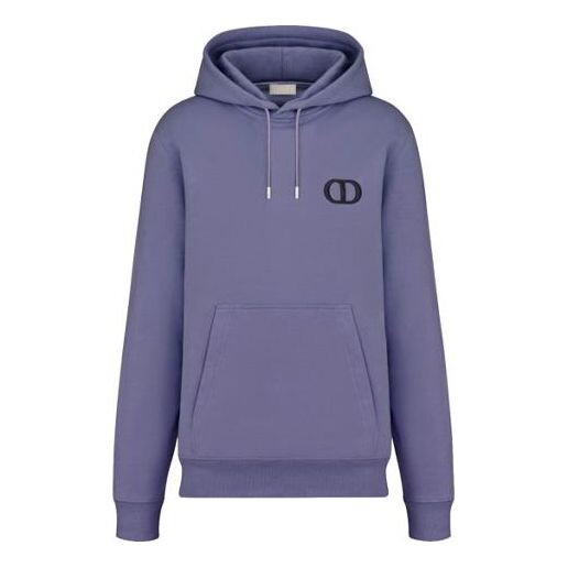 

Толстовка Men's DIOR FW21 Logo Alphabet Embroidered Solid Color Pullover Purple Blue, синий