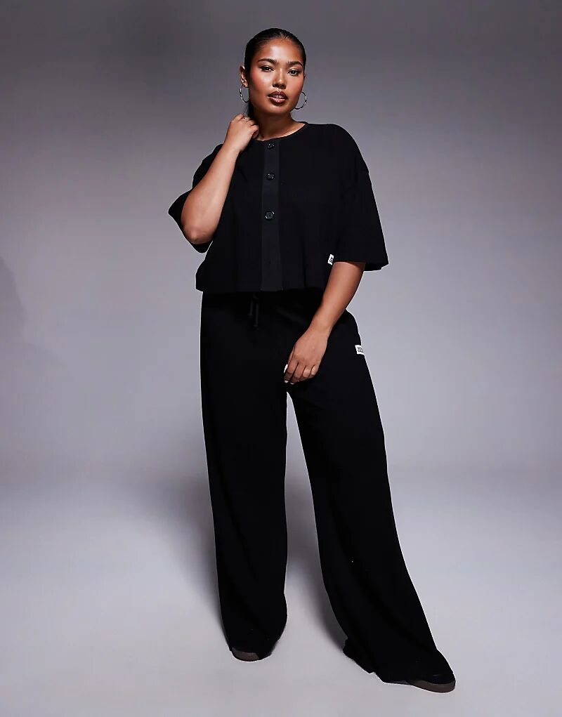 

Широкие брюки из вафельной ткани Weekend Collective Curve Co-ord с нейлоновой отделкой, черного цвета Asos Weekend Collective