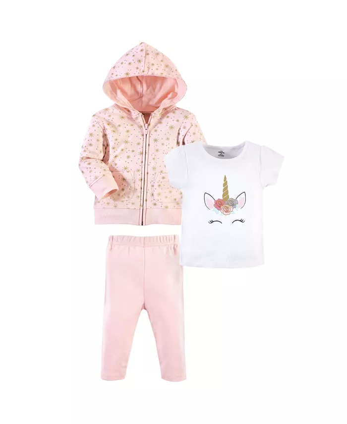 

Комплект для девочки: худи, боди или футболка и штаны Little Treasure, розовый