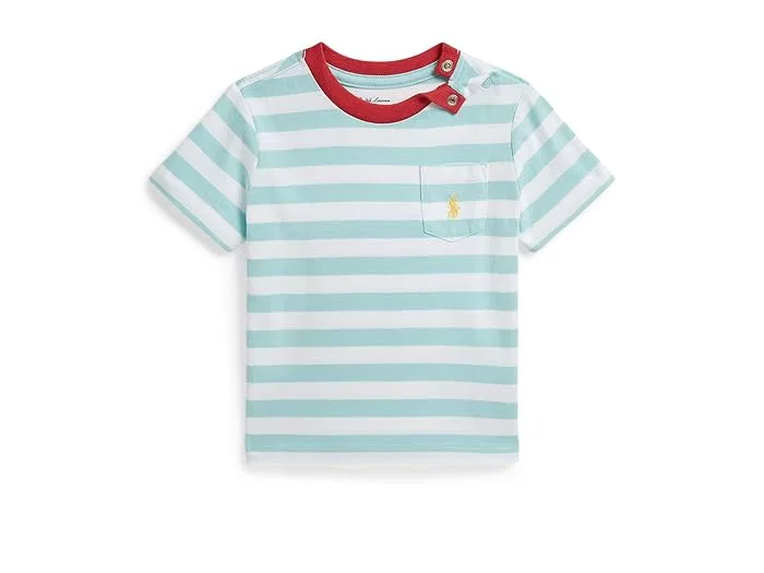Футболка поло с полоской Polo Ralph Lauren Kids, Parakeet/White
