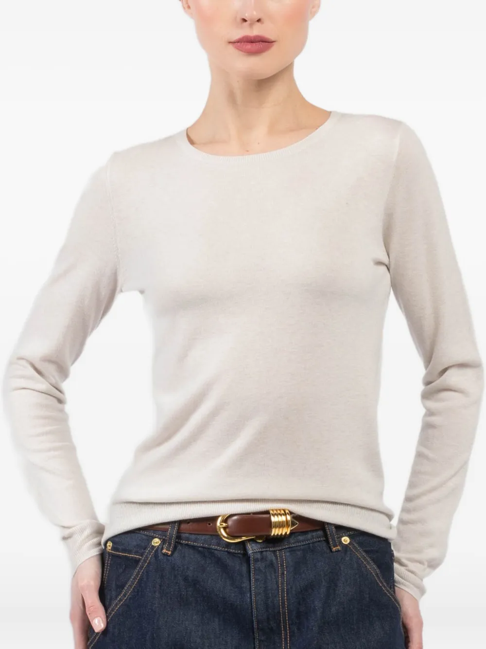 

Топ с круглым вырезом и длинными рукавами extreme cashmere, нейтральный