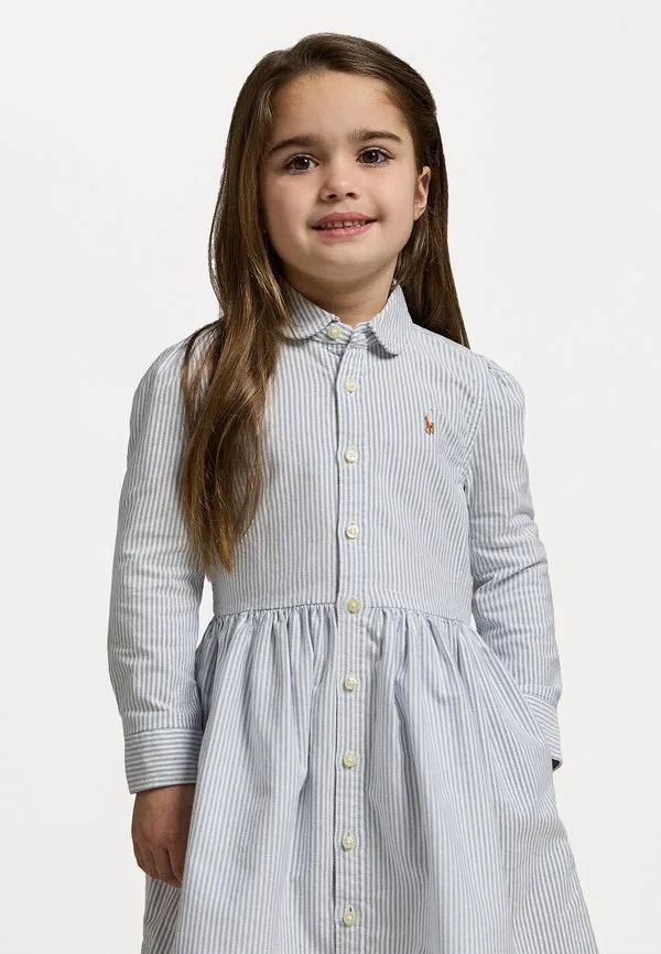 Полосатое хлопковое платье-рубашка оксфорд 714y Polo Ralph Lauren, Blue/White — фото 2
