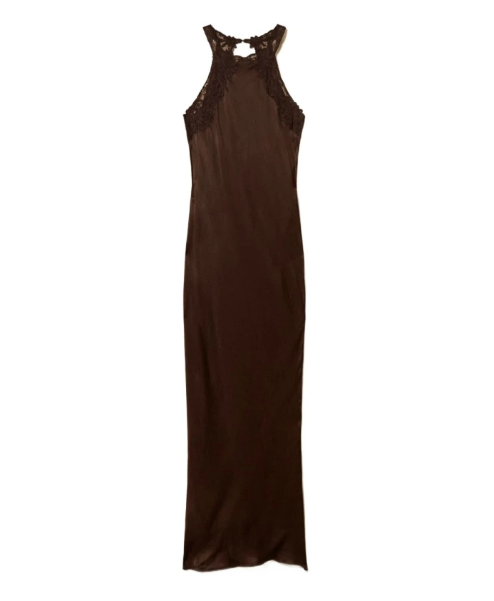 

Коричневое платье, осень-зима 2025, элегантный стиль. Twinset, коричневый