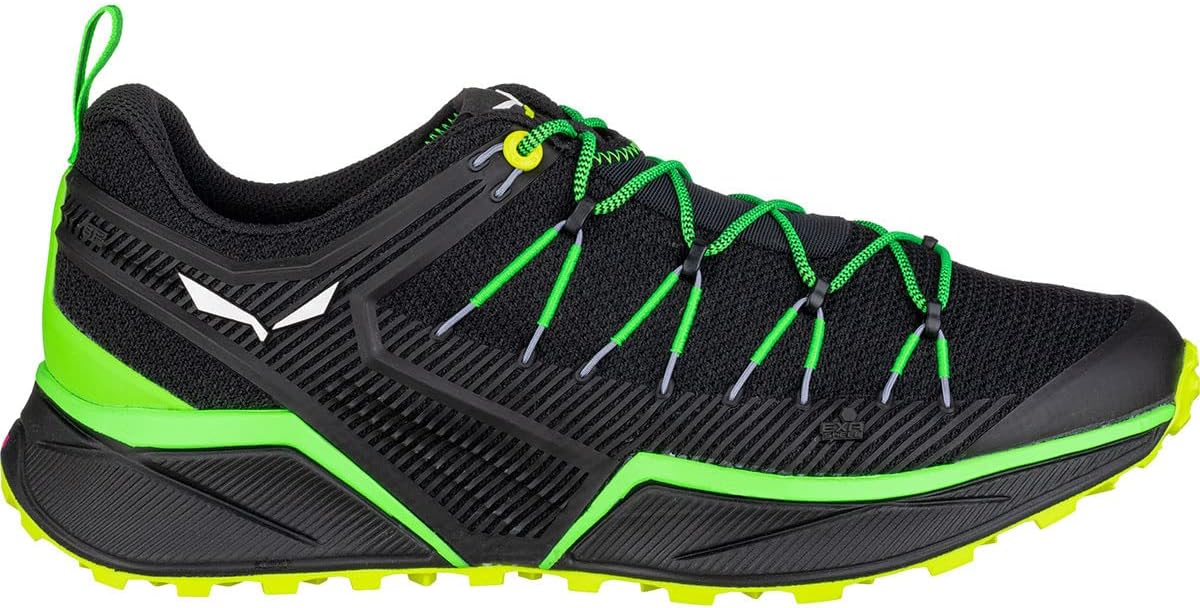 Мужские кожаные походные ботинки Salewa Dropline - удобные, легкие ботинки для скоростного пешего туризма, зеленый/желтый — фото 3