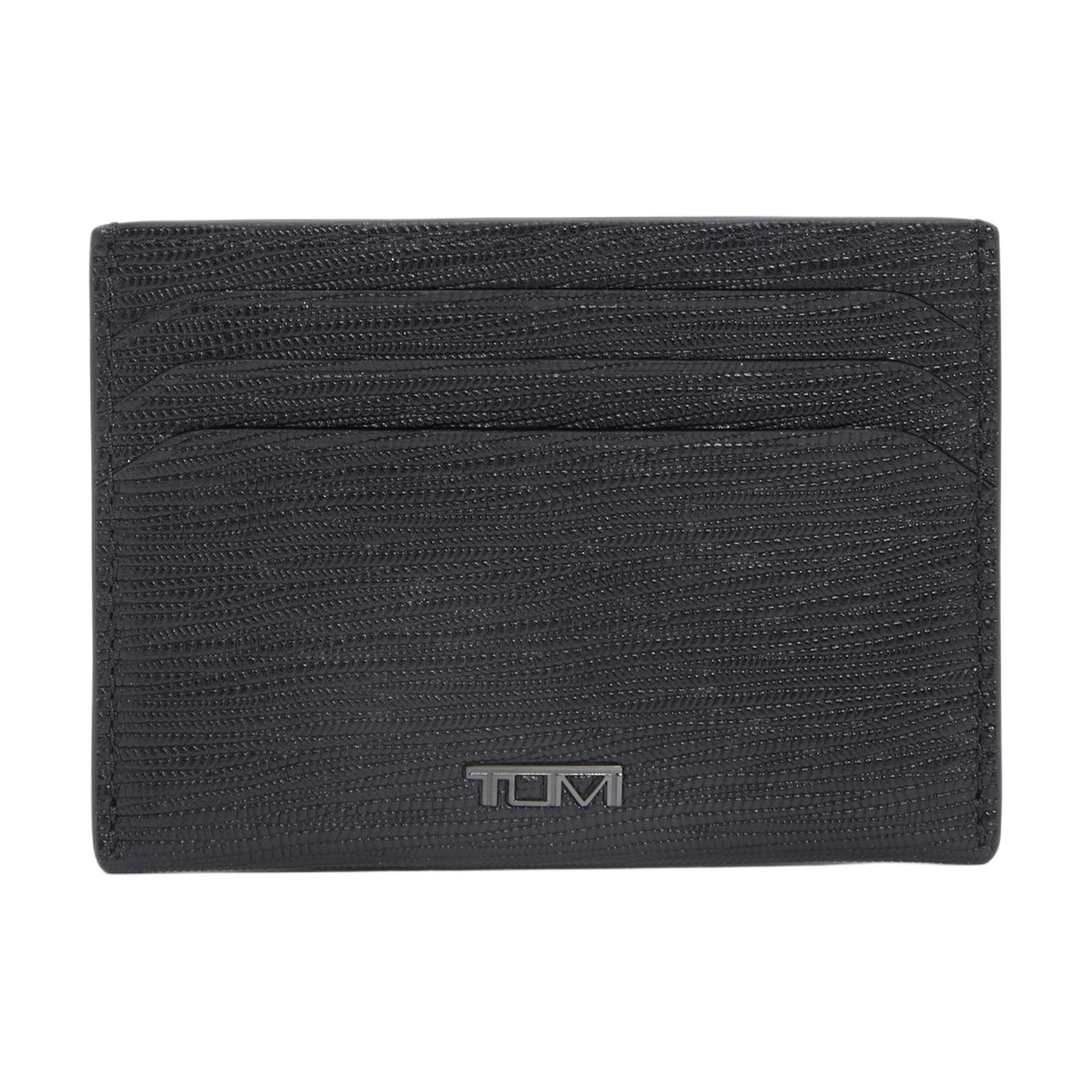 

TUMI Легкий портативный кожаный картхолдер для мужчин, черный с нежной текстурой