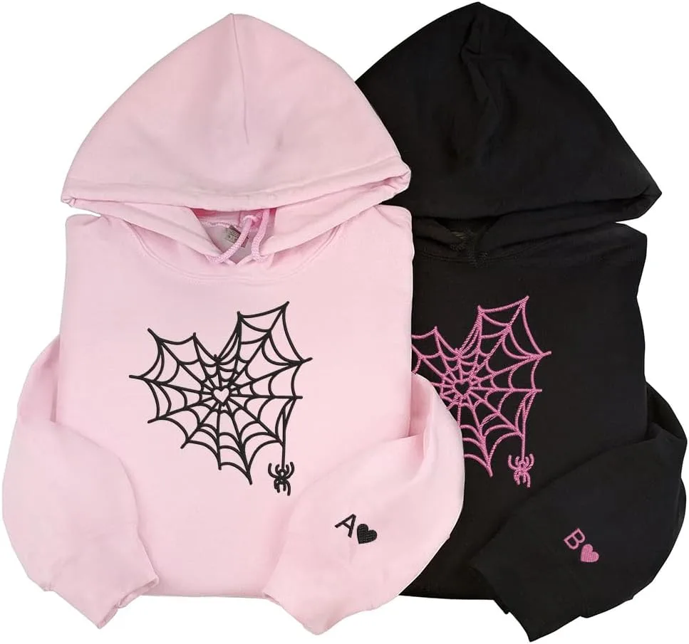 

Кастомизированный худи с вышивкой паутиной для пар, Unisex LullabyMall