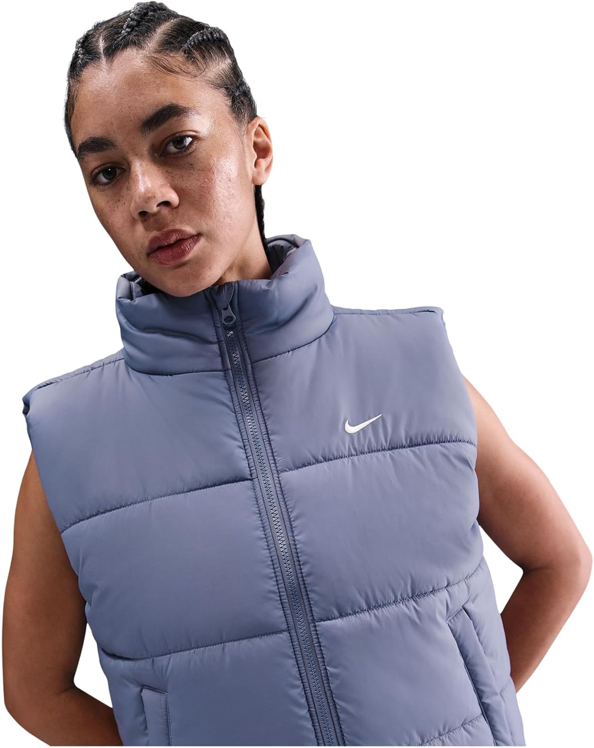 Женский спортивный жилет Nike Therma-fit с синтетическим утеплителем, серо-голубой — фото 3