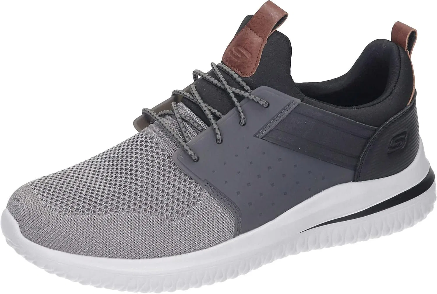 Мужские походные кроссовки Skechers с вязаным верхом и шнуровкой на резинке, Gray Black Knitted Mesh W Synthetic