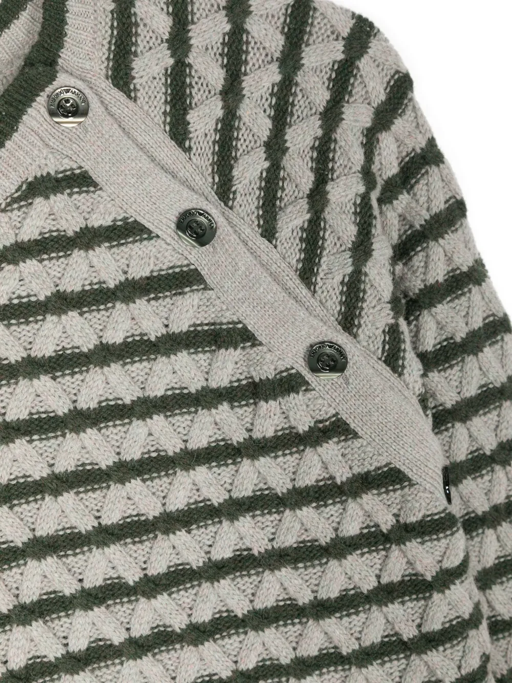 Полосатый джемпер фактурной вязки Emporio Armani Kids, серый — фото 3