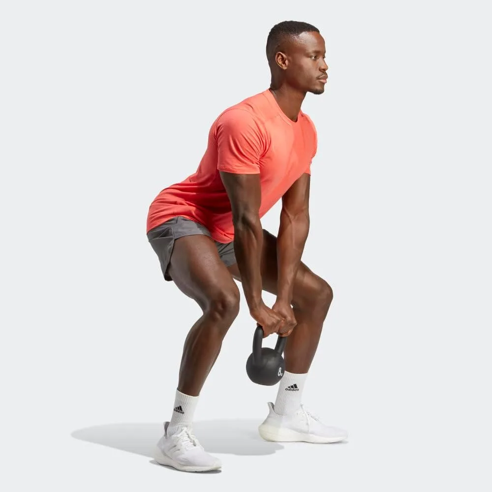 Футболка Adidas для спортивных тренировок, мужская, удлиненная, ярко-красный — фото 4