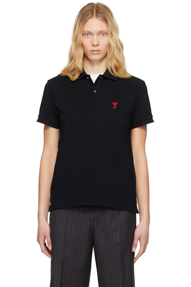 

Черная хлопковая футболка-поло Ami de Coeur AMI Paris