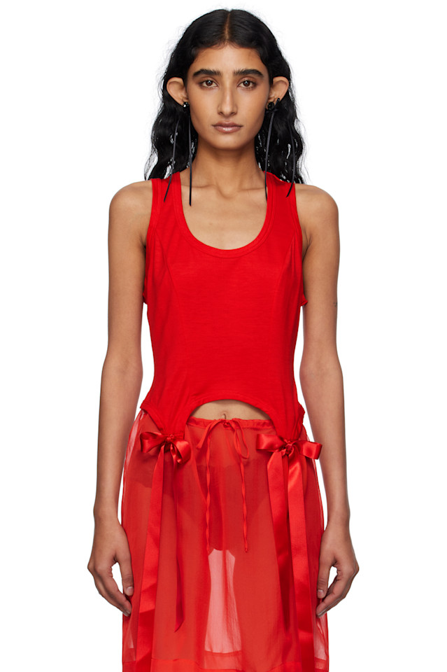 

Беспроблемный топ с вырезом-качелькой Bow Tail Simone Rocha, красный