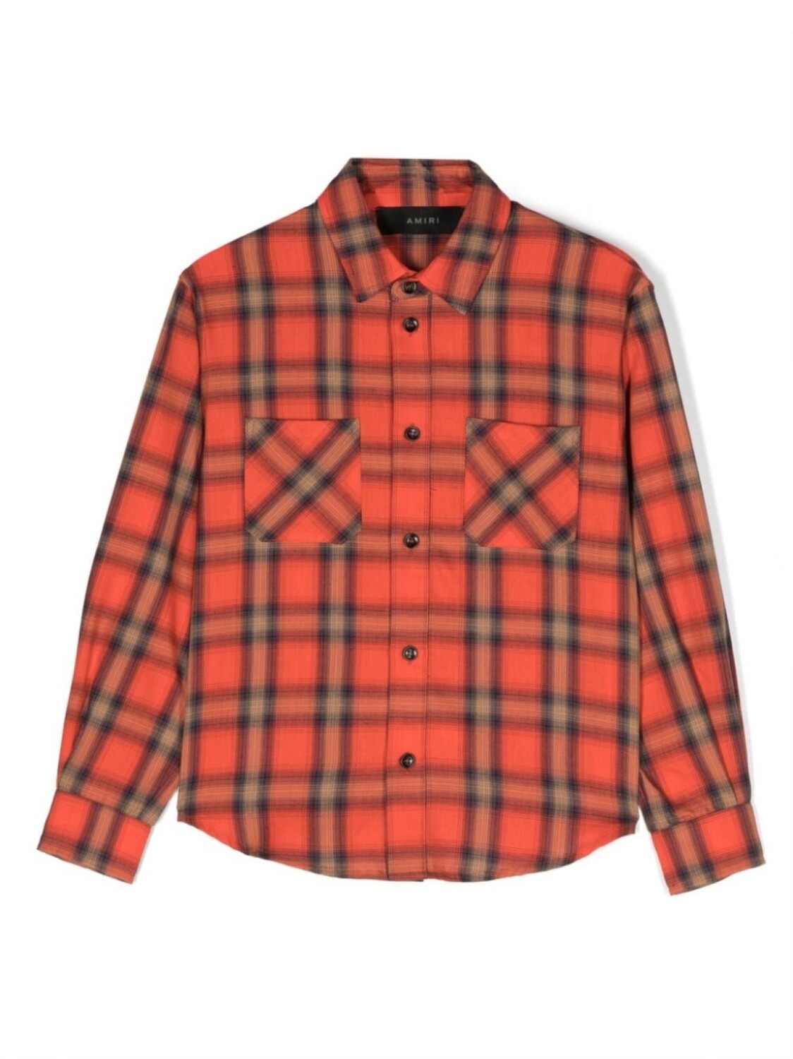 

AMIRI KIDS клетчатая рубашка с вышитым логотипом, красный