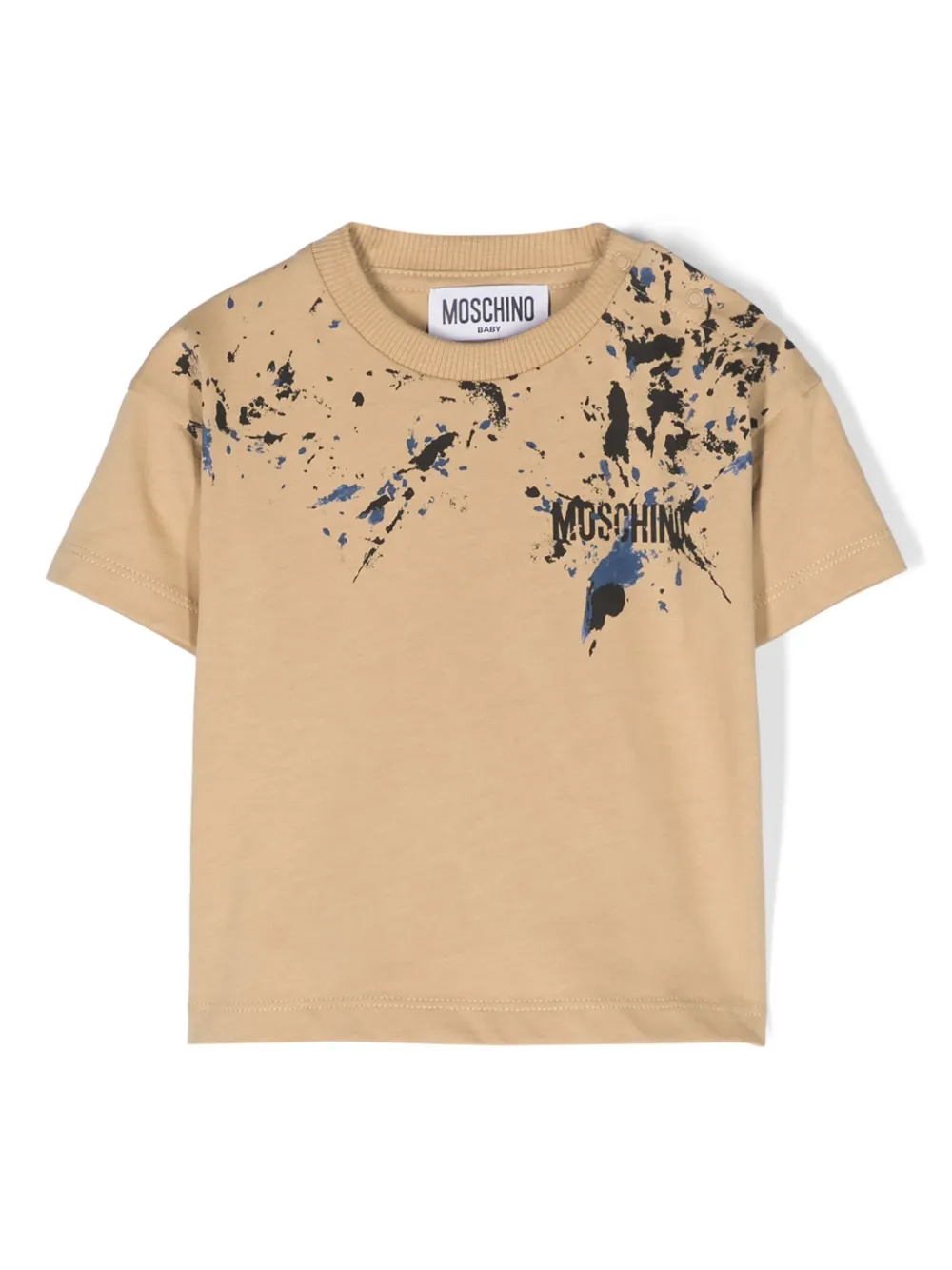 

Футболка с эффектом разбрызганной краски Moschino Kids, нейтральный