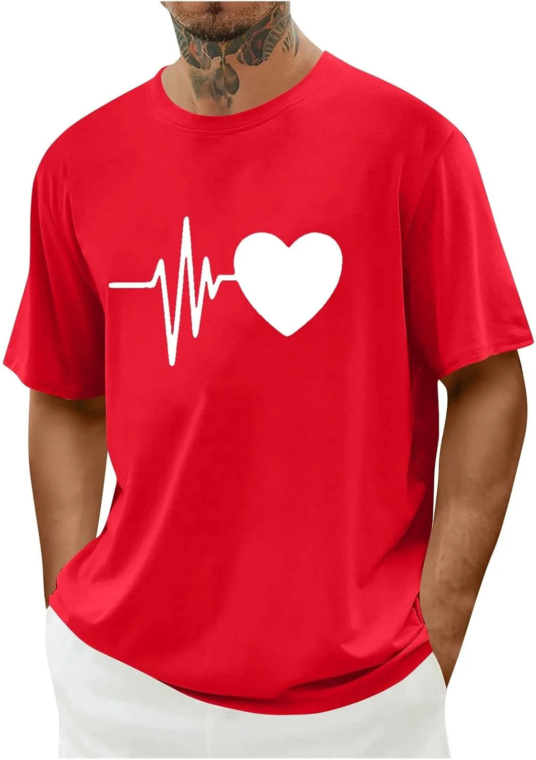 

Футболка Heartbeat для мужчин с принтом в виде сердца Zeiyignr