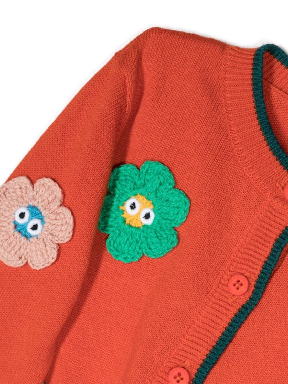 Stella McCartney Kids кардиган с цветочной аппликацией, оранжевый — фото 3