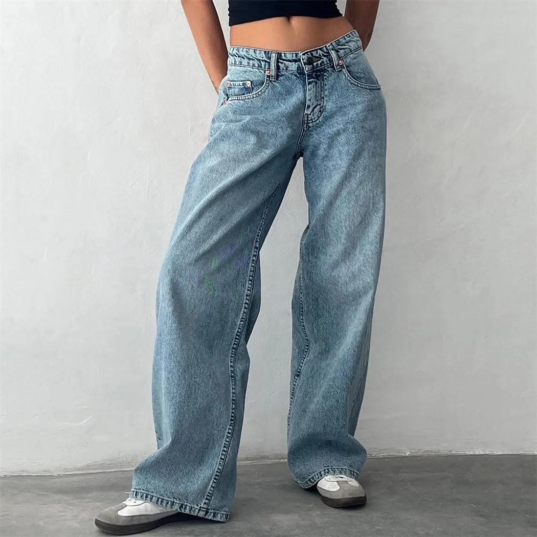 Женские джинсы Low Rise Baggy Straight Leg Boyfriend с карманом — фото 2