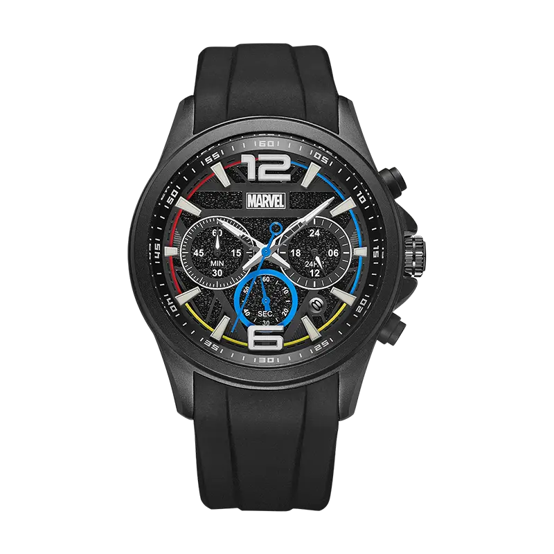 

MARVEL Часы Hero Collection Quartz Movement Silicone Strap Watch Men's Watch Black Dial M-9309B