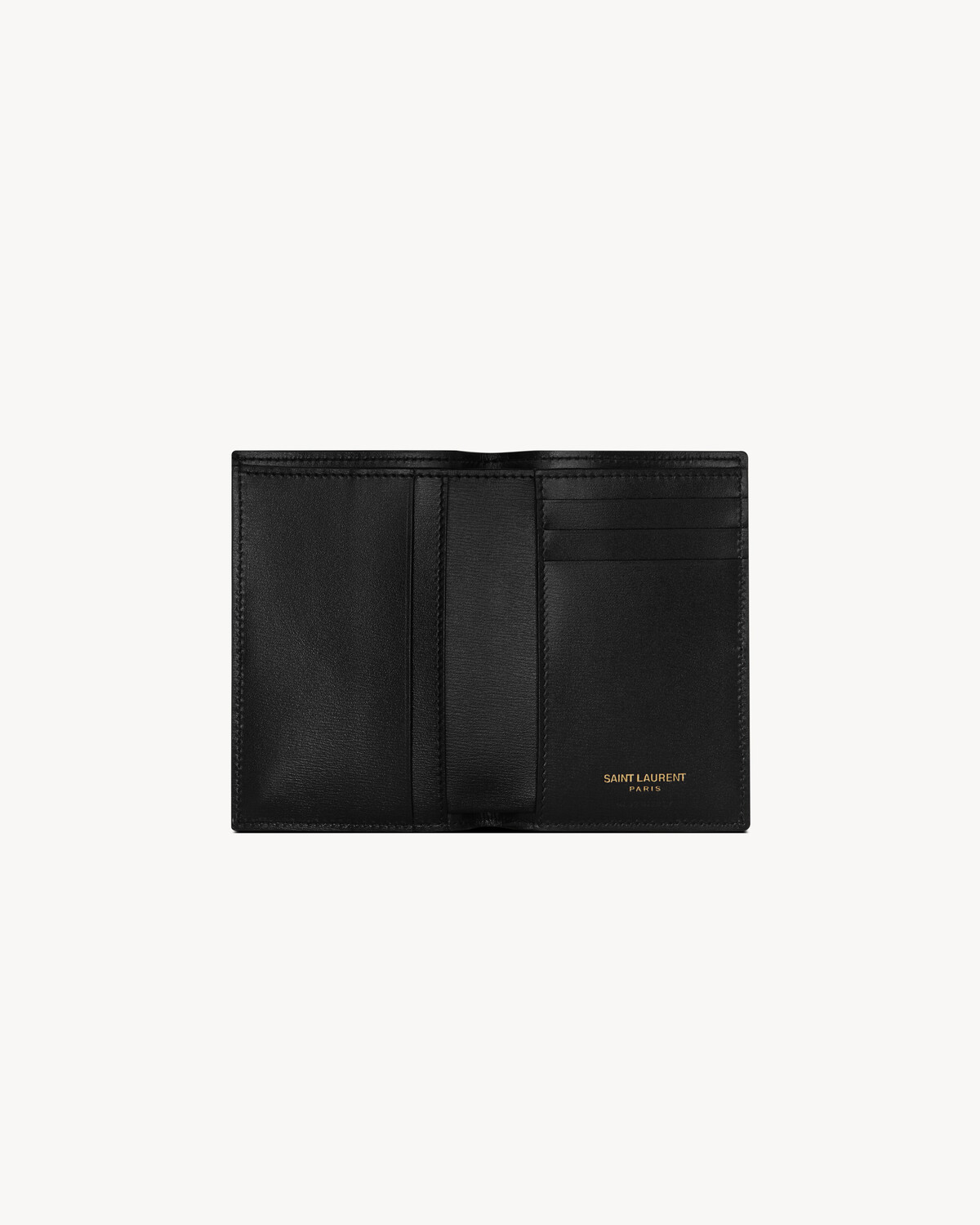 Кошелек для кредитных карт TINY CASSANDRE из блестящей кожи Saint Laurent, черный — фото 4