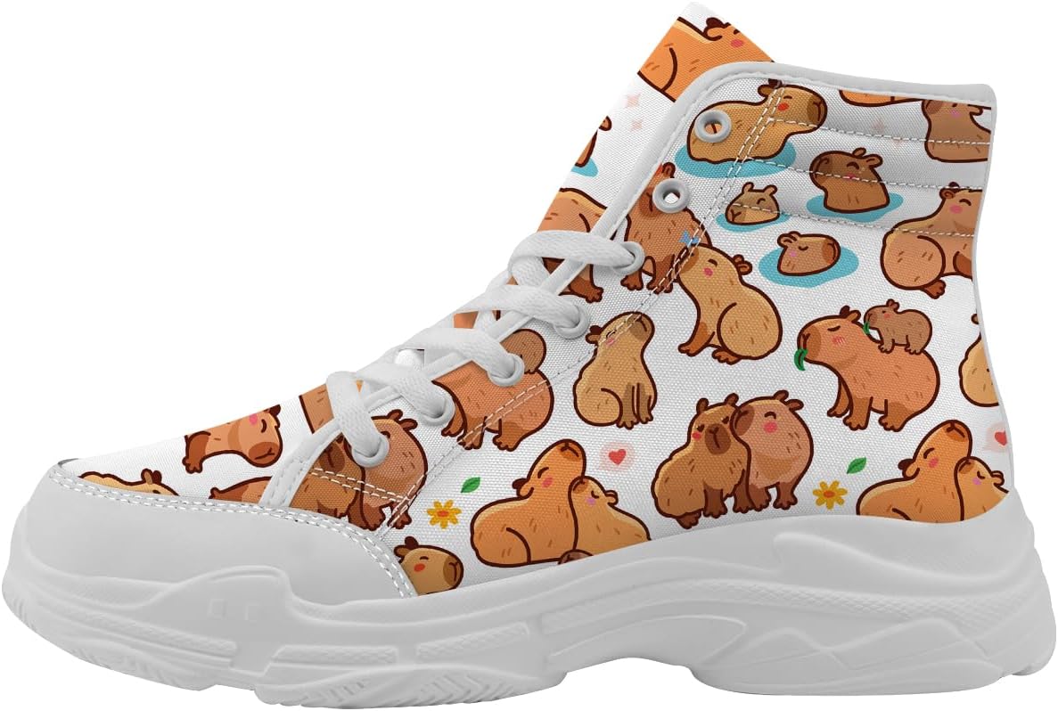 

Женские высокие кеды Capybara, белые кружевные кеды на платформе из холщовой ткани, подарок для нее и для него Generic