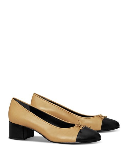 

Женские балетки на высоком каблуке с бантом Tory Burch, цвет Tan/Beige