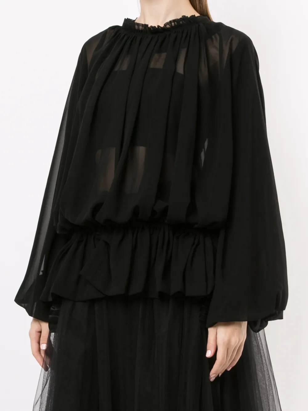 Полупрозрачная блузка с драпировкой Comme Des Garcons, черный — фото 3