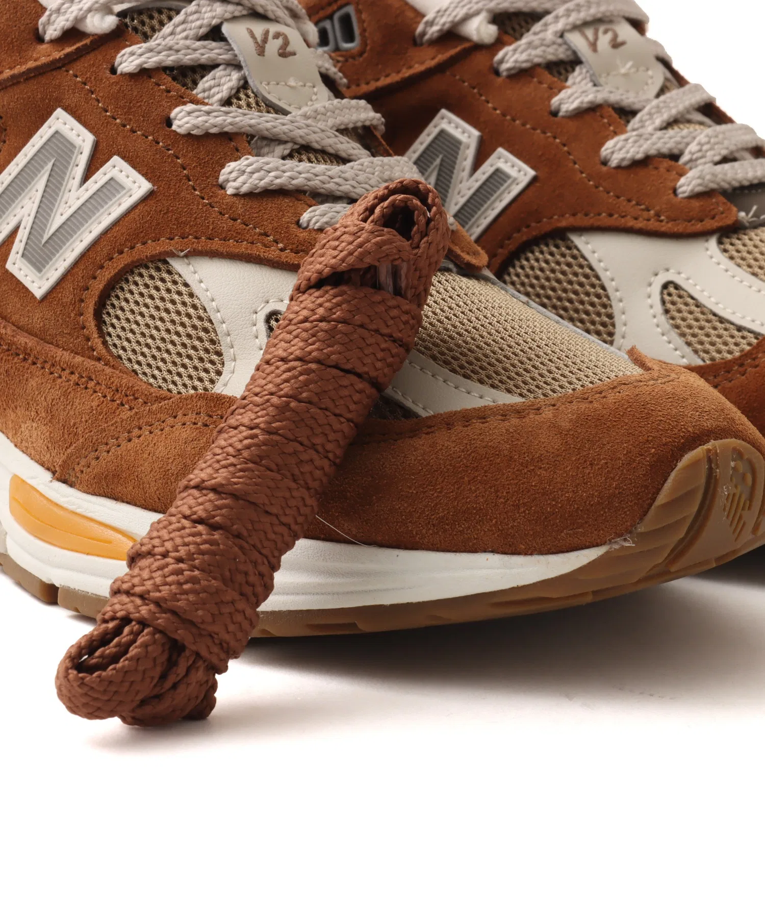 Унисекс кроссовки из замши New Balance U991GB2 коричневые — фото 4