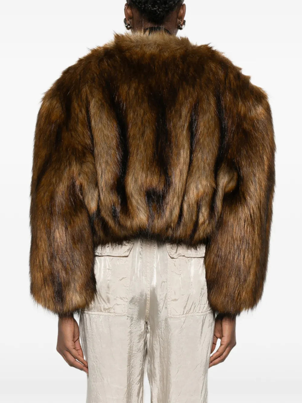 Укороченная куртка из искусственного меха Alexander Wang, коричневый — фото 4