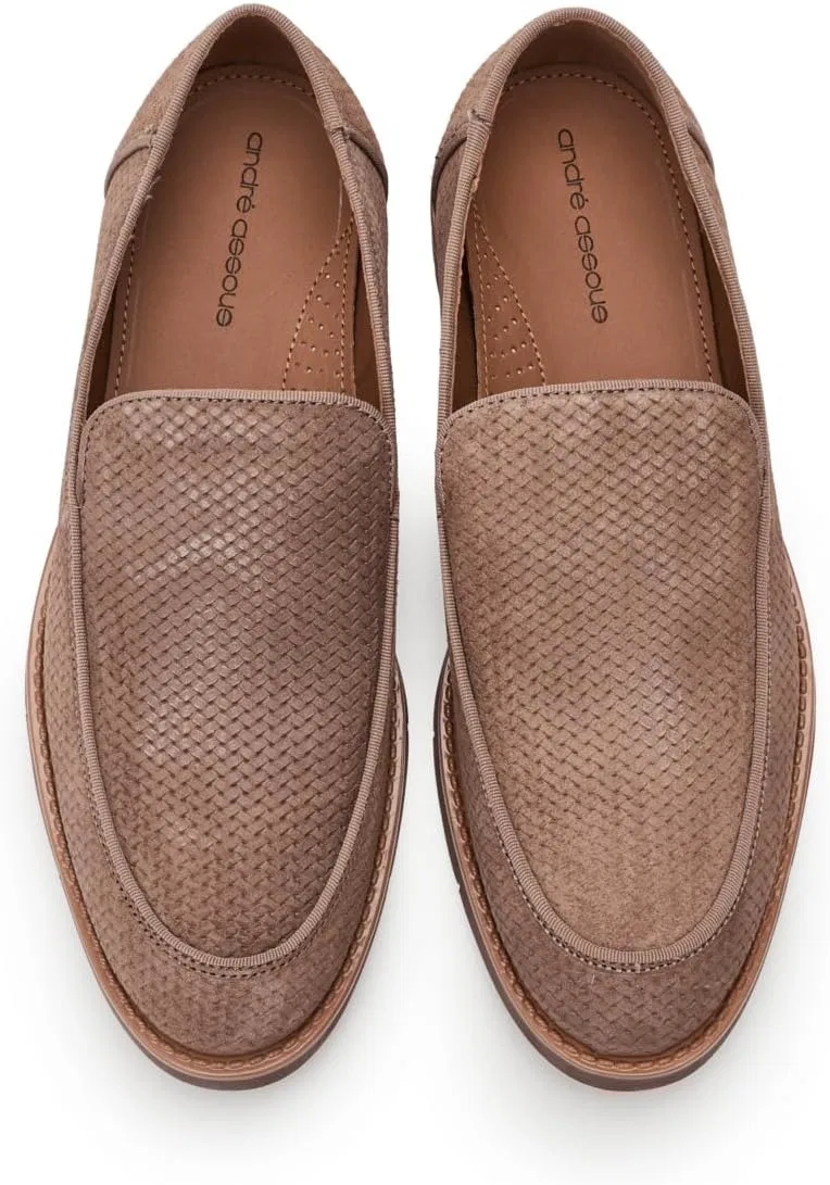 Лоферы мужские André Assous, Taupe Suede Woven — фото 2